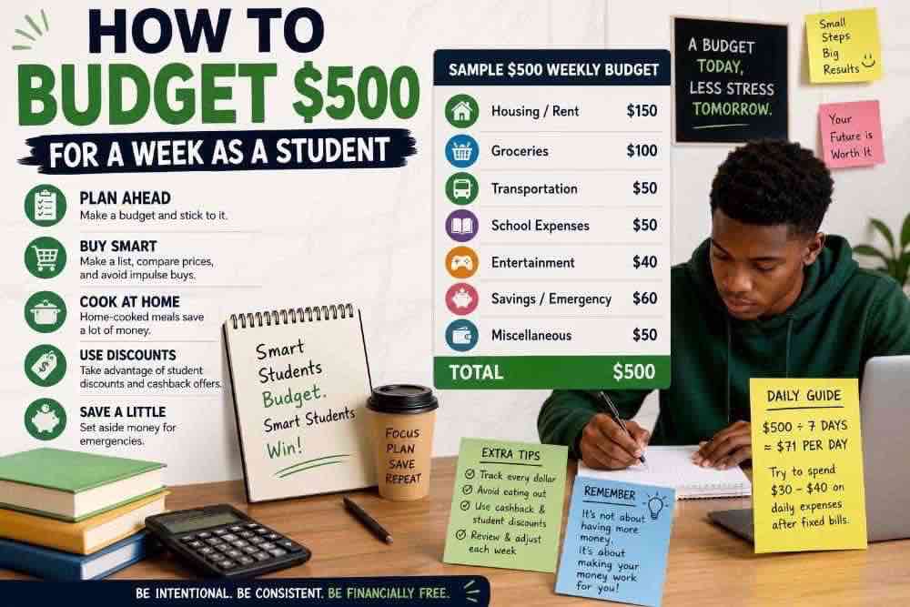 How To Budget 500 for a week as a student